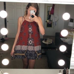 🚨EVERYTHING BOGO🚨Red Tribal/ Floral Print Dress